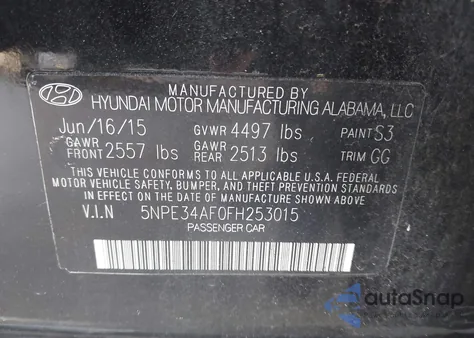 2015 Hyundai Sonata Limited from USA, damaged, VIN 5NPE34AF0FH253015